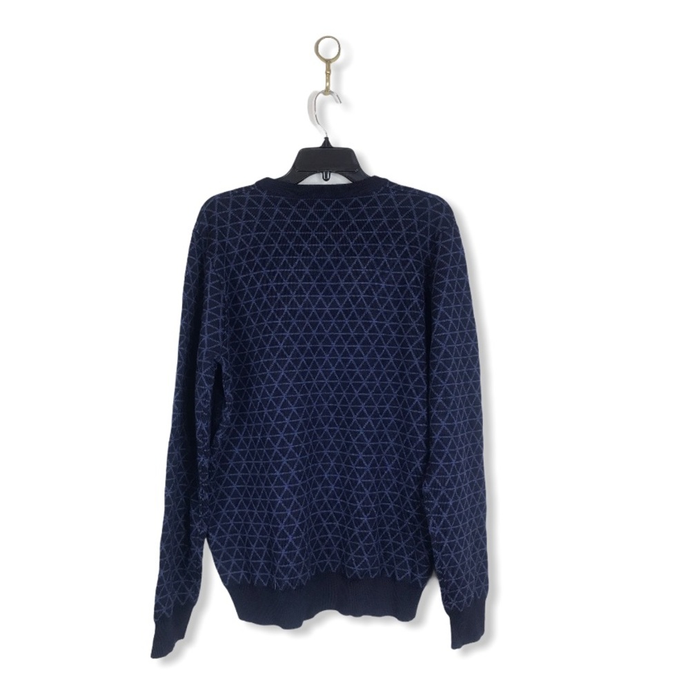 Toscano Men’s Wool Crew Neck Navy Printed Sweater - Picture 4 of 6